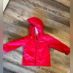 Red Columbia rain jacket